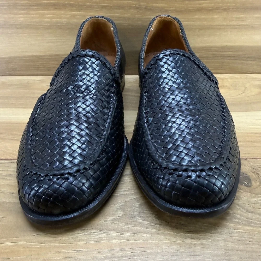 ET Wright Masters Collection Woven Loafers Mens 8 EE Black Leather Perf Modern